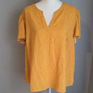 Hilary Radley Mustard Yellow Patterned Blouse XXL